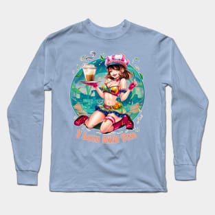 I love milk tea, bubble, boba, tapioca, kawaii anime tee Long Sleeve T-Shirt